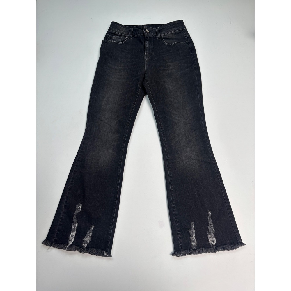 Jijil Womens Black Distressed Flare Leg Jeans Size 27 Made in‎ Italy JPI19PJ422